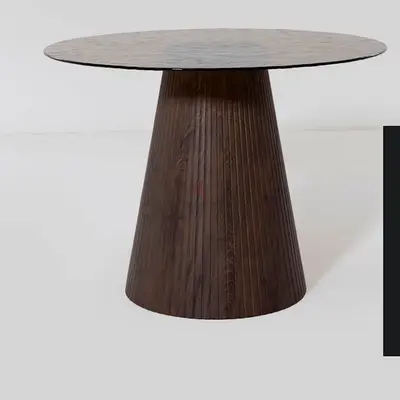 Round Wood Pedestal Dining Table - Dark Finish, 4 Seater Size