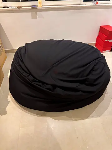 Large round black bean bag / floor pouf - good condition