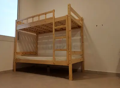 Solid Pine Wooden Bunk Bed - Twin over Twin, Good Condition