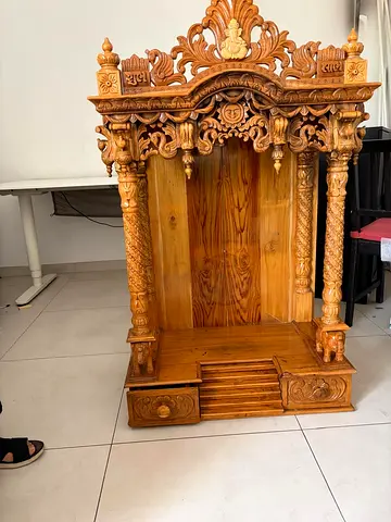 Hand-carved Wooden Pooja Mandir / Temple - Solid Teak Finish