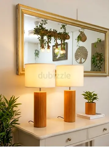 Pair of Minimalist Bamboo Cylinder Table Lamps (60 cm)