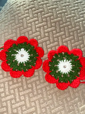 Handmade Crochet Flower Coasters - Set of 2