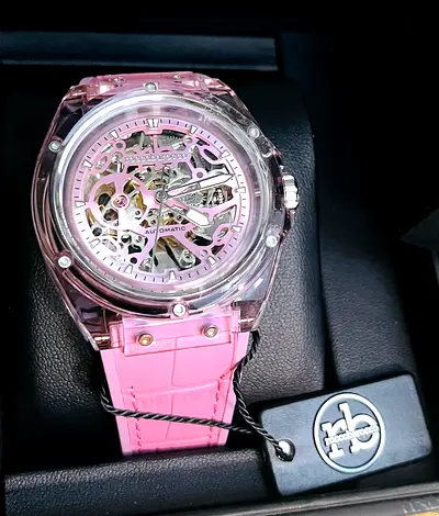 Italian pink skeleton watch RoccoBarrocco