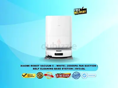 Xiaomi Robot Vacuum 5 – White | 20000Pa Fan Suction | Self Cleaning Base Station | OV31GL