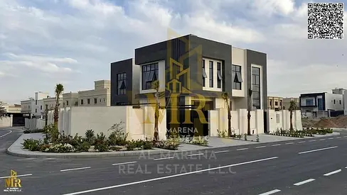 Corner Villa in Al Yasmin | 8000 sq ft | Two floors and a roof | 6 master bedrooms | Elevator | Spacious garden and swimming pool | Prime location