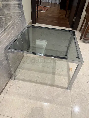 Glass and Chrome Side Table / End Table - Modern Design
