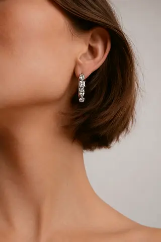 Lab grown diamond asymmetrical hoops