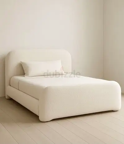 Modern Grey Upholstered Bed Frame with Headboard - Queen