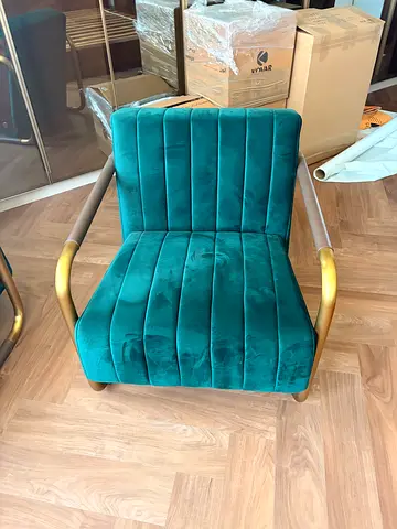 Modern Green Velvet Armchairs with Metal Frame from marina homes. Selling 2