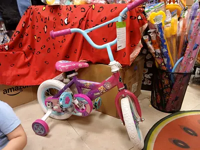 Kids 12-inch Pink Purple Bicycle with Training Wheels