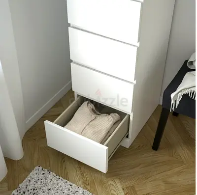 Chest of 6 drawers, white/mirror glass, 40x123 cm