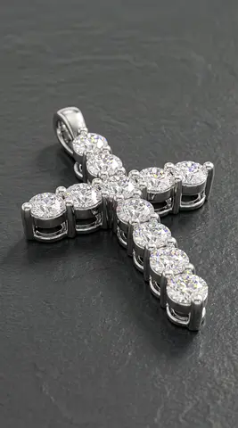 Elegant Diamond Cross Pendant 1.87ct | 18K White Gold | IGI Certified