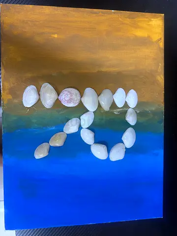 Handmade Shell Letter R Canvas Art - Beach-Themed Wall Hanging