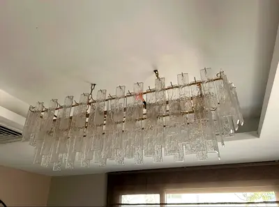 Large Rectangular Crystal Glass Chandelier - Modern