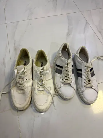 Two Pairs of Mens White Sneakers Including Zara , Pull Bear