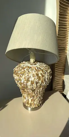 2 lamp seashell decorated orange light