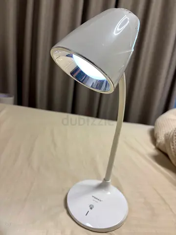 White adjustable LED desk lamp with flexible neck
