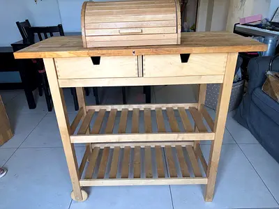 Wooden Kitchen Island Cart with Drawers and Shelves - Light Beech