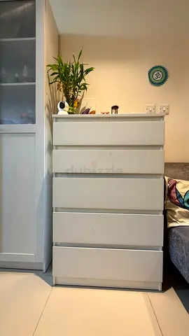 IKEA 5-Drawer Chest / Tallboy - White, L70 x W40 x H112 cm