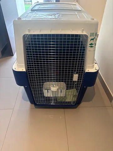 Large hard-shell pet carrier with metal door — good condition