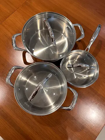 Scanpan 3-Piece Stainless Steel Cooking Pot Set with Lids - Excellent Condition