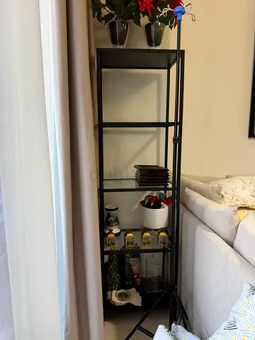 Black Metal Open Shelving Unit - 4 Tier Display Shelf