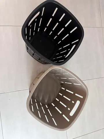 Cosmoplast Set of 2 Plastic Laundry Baskets - Black Beige