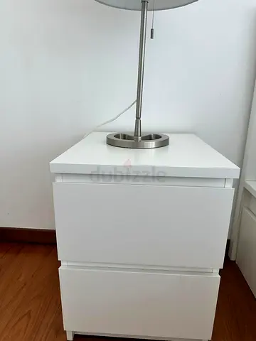White 2-Drawer Bedside Nightstand - Modern Minimalist