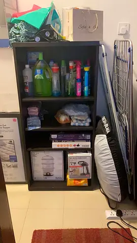 Small Black 4-Shelf Storage Unit - Good for Hallway or Utility Room