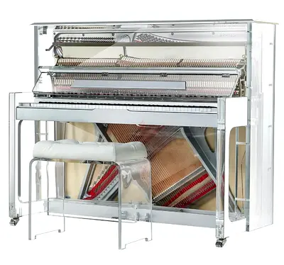 Steiner HU-125A Crystal Upright Piano - White