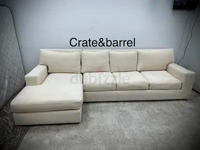 Looks great condition cratebarrel beige color lshape sofa