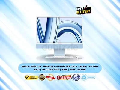 Apple iMac 24″ Inch All-in-One M3 Chip – Blue | 8 Core CPU | 10 Core GPU | New | 8GB / 512GB
