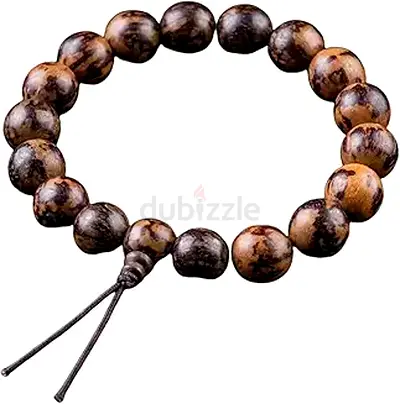 brown colour bead stretch bracelet with adjustable tassel