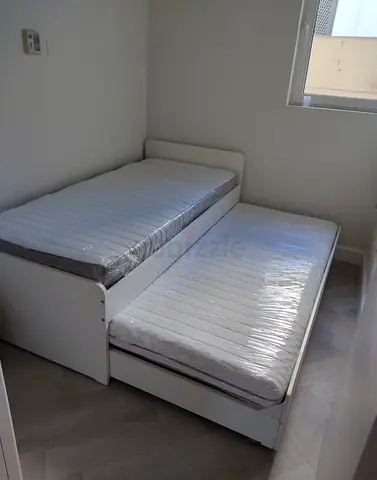 Slakt bed with 2 Ikea mattresses and 2 storage drawers