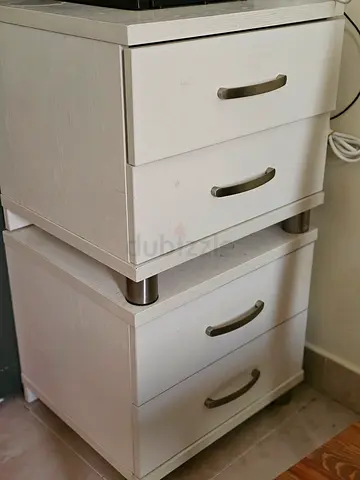 Two Drawer White Storage Cabinet