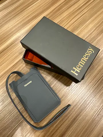 Hennessy Branded Leather Luggage Tag with Strap and box - Excellent Condition