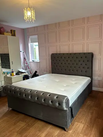 Luxury Fabric Bed Frame With Mattress Stylish Modern Design Headboard