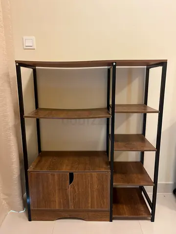 Modern Industrial Bookshelf with Storage Cabinet