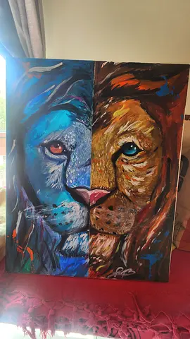 Colorful Lion Face Paintings on Canvas