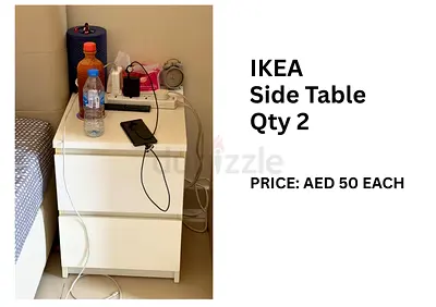IKEA white bedside/side table - set of 2, good condition
