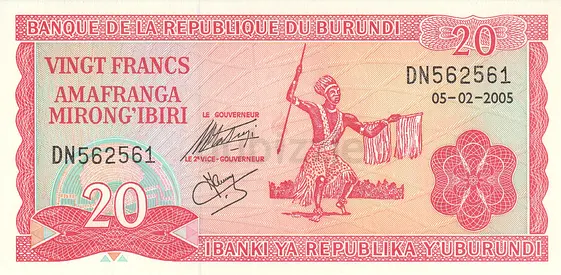 BURUNDI 20 FRANCS BANKNOTE 2005