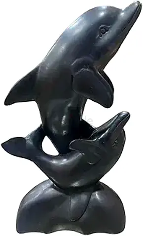 Decorative Dolphin Ornaments - Black Resin Statue