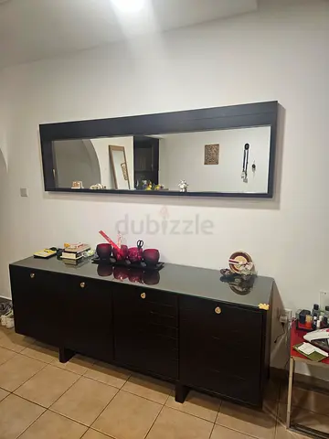 Dark wood sideboard / buffet with mirror - good condition