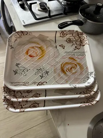 Set of 3 Non-stick Baking / Roasting Trays with Floral Design