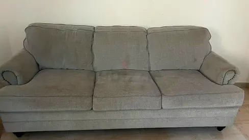3-Seater Light Grey Fabric Sofa — Good Condition