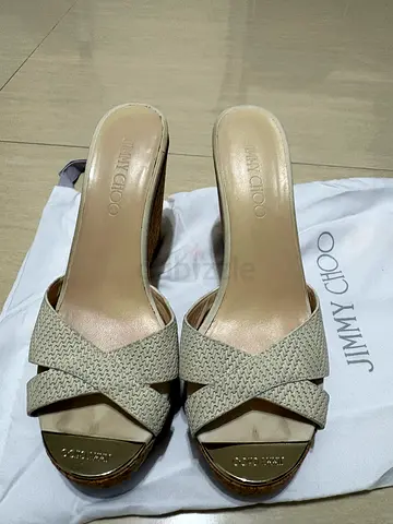 Jimmy Choo Cork Wedge Sandals, Size 37.5 - excellent condition