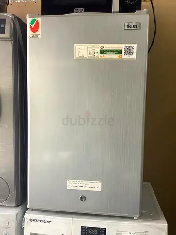 Single-door silver refrigerator - compact upright fridge in good condition