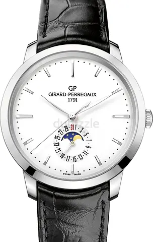 Girard-Perregaux Classic Moonphase Mens Watch with Black Leather Strap