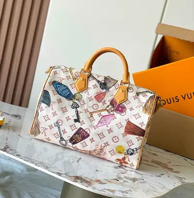 Louis Vuitton Speedy 30 White Monogram Canvas Handbag