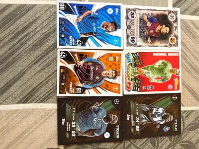 Set of 6 UEFA Champions League Football Trading Cards - Mixed Players